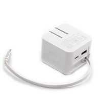 Chargeur USB C GaN pliable HNT 40W avec câble rétractable, adaptateur double port PD QC3.0, charge rapide pour iPhone 15 14 13
