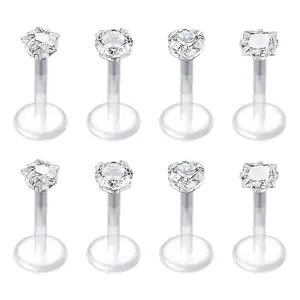 16G clair lèvre anneaux goujons en plastique méduse Labret Piercing bijoux pousser dans Cartilage boucle d'oreille Tragus boucle d'oreille Helix Piercing bijoux