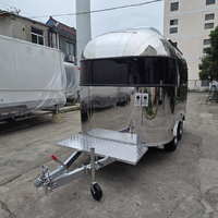 Remorque de concession mobile en acier inoxydable pour pizzas, hamburgers, café, avec véranda barbecue