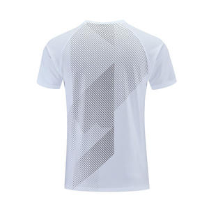 T-shirt à séchage rapide pour homme, manches courtes, col rond, avec motif, vêtements de sport, coupe ample, tissu fin - Product Image 3