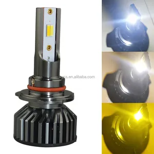 Penjualan Pabrik F2 CSP 48W Tri Warna Tiga Warna Mobil Led Headlight Bulb HB3 LED Mobil Headlamp 9005 3 Warna Led Headlight