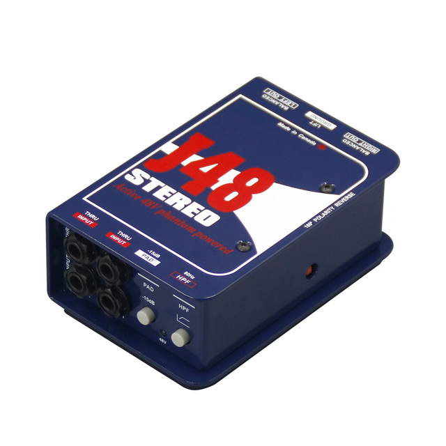 J48 Stereo Active DI Box With 48V Phantom Power for Professional Studio Balanced Audio Signal Splitting