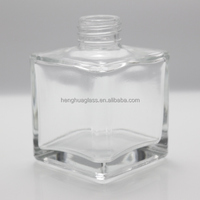 Premium Square Super Flint Clear 5oz 150ml 15cl Bouteille de diffuseur de roseau en verre pour liquide de parfum d'aromathérapie avec bouchons en plastique