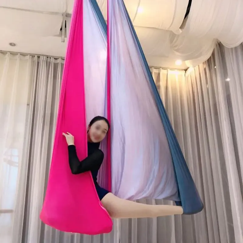 SANFAN vendita calda multicolore Anti gravità all'ingrosso amaca aerea tessuto aria Yoga altalena 8m/9m/10m amaca aerea