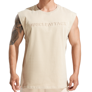 Aola Wholesale 100% Cotton 230 GSM Men's <strong>Tank</strong> <strong>Top</strong> Custom Logo Sporty Muscle Fitness Gym Vest Black Color - Product Image 1