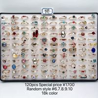 Bagues décoratives XUPING pour femmes, 120 pièces, formes multiples, cristaux, designs aléatoires, plaqué or 14 carats, vente en gros, cadeau