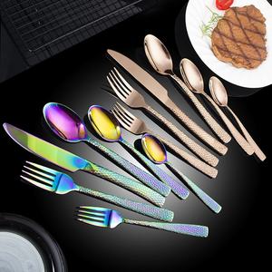 طقم حلوى ستيك سميكة مطلية بالذهب من الفولاذ المقاوم للصدأ سكين مائدة غربية ألمانية من البلاستيك - Product Image 4