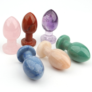 Vente en gros d'œufs de massage en cristal de quartz rose naturel, plug anal en cristal pour femmes - Product Image 2