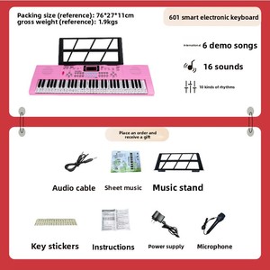<span class=keywords><strong>Piano</strong></span> électrique intelligent pour débutants, utilisation à domicile, multifonctionnel, portable, en plastique, clavier électronique 61 touches, 200 rythmes/cordes/chansons - Product Image 4