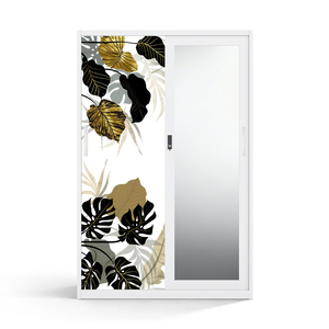 Armoire en acier imprimé avec portes coulissantes miroir 1200 mm pour mobilier de chambre - Product Image 1