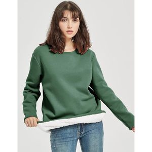 FOXA Sweat-shirt à col rond en polaire doublé sherpa pour femme, pull chaud, tunique décontractée - Product Image 2