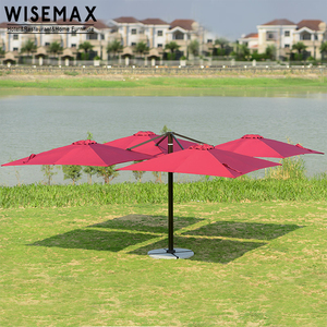WISEMAX mobilier nordique noir cadre en aluminium parapluie extérieur 4 <span class=keywords><strong>parasol</strong></span> carré <span class=keywords><strong>banc</strong></span> de piscine hôtel <span class=keywords><strong>parasol</strong></span> <span class=keywords><strong>avec</strong></span> base en marbre - Product Image 2