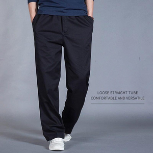 Pantalon large pour <span class=keywords><strong>homme</strong></span> 100% coton, coupe droite minimaliste, pantalon décontracté ample, style City Boy, taille élastique, chinos - Product Image 3
