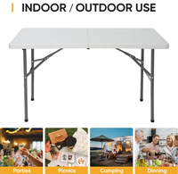 Table pliable en plastique blanche moderne portable de 4 pieds pour les fêtes en intérieur et en extérieur