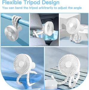 Ventilateur de poussette flexible <span class=keywords><strong>pour</strong></span> bébé, best-seller, design méduse, trois vitesses, batterie rechargeable, ventilateur portable pieuvre <span class=keywords><strong>pour</strong></span> voiture et extérieur - Product Image 3