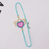 Bracelet Miyuki fait main style bohème avec motif cœur et ailes, accessoire perlé mignon et tendance, parfait comme bracelet en cordon d'ange