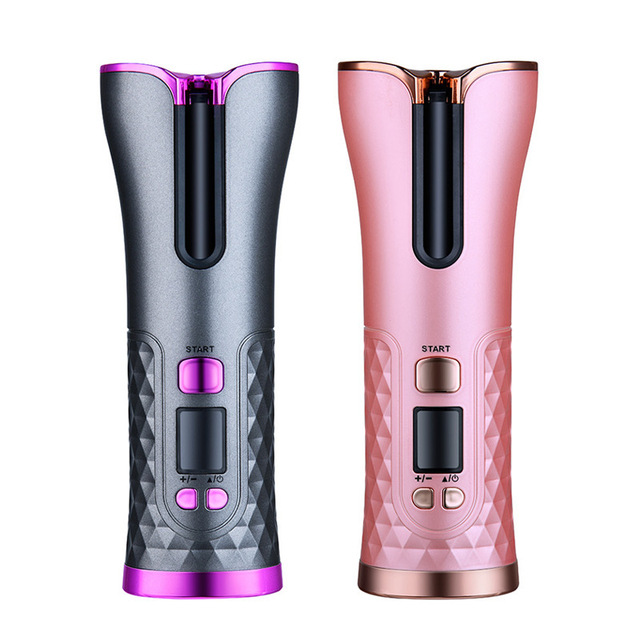 Portable Wireless USB Rechargeable LCD Display Curling Iron Electric Cordless Magic Automatic Hair Curler Ceramic Styling Tools