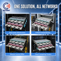 KEXINT 2U Panneau de brassage fibre optique haute densité 192 fibres MPO MTP, ODF coulissant pour montage en rack avec 8 cassettes MPO