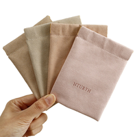 Pochette à bijoux en microfibre personnalisée avec logo, recyclable, en velours de luxe, avec rabat, pour petits colliers, boucles d'oreilles, bagues - Or