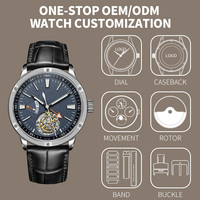 Montre mécanique à tourbillon modifiée avec mouvement automatique SANYIN Miyota 8215, bracelet en cuir lumineux, montre GMT, fabricant OEM