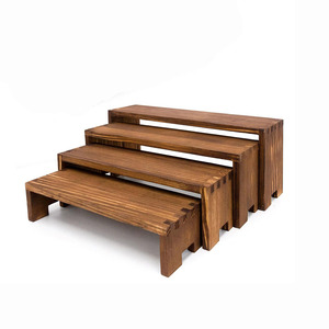 Juego de elevadores de exhibición de <span class=keywords><strong>madera</strong></span> Soportes rectangulares Estantes estéticos en capas para cupcakes, joyas, exhibiciones artesanales Exhibiciones de mesa - Product Image 1