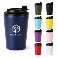 Tasse réutilisable de 12oz avec logo personnalisé, gobelet isolé sous vide à double paroi, tasses de voyage, tasses à café en acier inoxydable avec couvercle pour cadeau