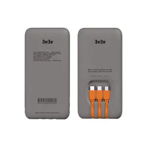 Fuente de alimentación de entrada y salida Dual, 5000mAh, Cable incorporado, batería ATL, Banco de energía personalizable