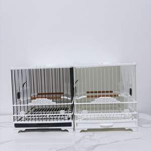 Vendita calda di tipo colorato cassetto in plastica in acciaio piatto ricamato occhio gabbia per uccelli gabbia quadrata da bagno gabbia con due barre in piedi - Product Image 5