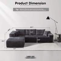 Direkter Rohstoff Wasch bar L-förmig Schnitt Schwarz Plüsch Cord Wohnzimmer Couch Sofa Sets Von Materialien zu Produkten