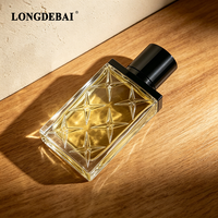 Flacon de parfum personnalisé, nouveau design, flacon de parfum carré unique pour homme, transparent, 50 ml, 80 ml, 100 ml, avec bouchon magnétique