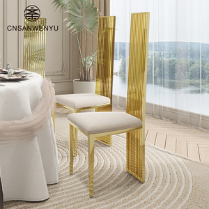 Sillas <span class=keywords><strong>de</strong></span> Lujo <span class=keywords><strong>de</strong></span> Acero Inoxidable con Terciopelo Beige, Respaldo Alto <span class=keywords><strong>de</strong></span> 120 cm, Cojín <span class=keywords><strong>de</strong></span> Esponja <span class=keywords><strong>de</strong></span> Alta Densidad, Soldadura sin Costuras, para Sala <span class=keywords><strong>de</strong></span> Estar - Product Image 1