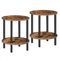 Ensemble de tables d'appoint en métal, 2 tables de canapé, 2 étagères, petite table de chevet, style industriel, table basse, salon, chambre à coucher, vintage