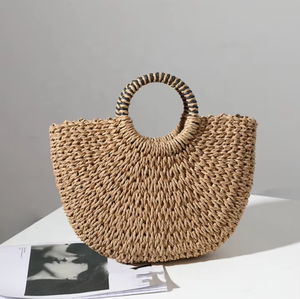 กระเป๋าถือประดับเปลือกหอยทำจากกระดาษทรงพระจันทร์ครึ่งดวงสไตล์โบฮีเมียนใหม่2025ฤดูร้อน - Product Image 5