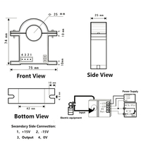 Module transmetteur de signal de courant perforé à effet Hall en boucle ouverte, à noyau divisé, AC/DC