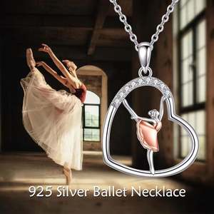 BELLE WORLD Collana con Ciondolo a Cuore Rotante Bicolore con Diamanti per Donne, Stile Europeo e Americano - Product Image 1