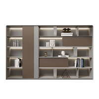 Escritorio Ejecutivo Moderno con Panel E0 en Nogal, Tira LED, Cerradura con Contraseña, para Oficina de Director Ejecutivo, Uso Comercial, Tamaño Personalizado, OEM CJ-1