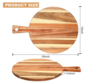 Tabla de cortar de madera de Acacia con mango, tabla de cortar charcutería, tamaño surtido, bloque de carnicero, bandeja <span class=keywords><strong>para</strong></span> servir <span class=keywords><strong>para</strong></span> pizza de queso, 3 uds. - Product Image 2