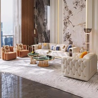 MINIS Ensemble de canapés en cuir véritable de luxe moderne de style italien, table basse, style crème, pour salons, Chine