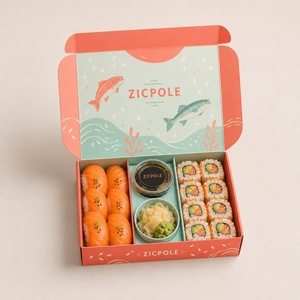 Boîte <span class=keywords><strong>à</strong></span> <span class=keywords><strong>sushi</strong></span> <span class=keywords><strong>à</strong></span> emporter personnalisée de qualité alimentaire <span class=keywords><strong>à</strong></span> deux compartiments pour rouleaux de <span class=keywords><strong>sushi</strong></span>, coupelles de sauce, aliments froids et emballages de restaurant - Product Image 3