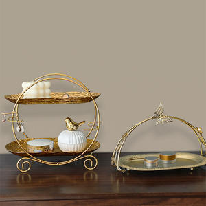 ชั้นวางเค้กเหล็กสไตล์ยุโรป ชั้นวางขนมโลหะสำหรับโรงแรม ของตกแต่งบ้าน ถาดเก็บอาหารและเครื่องสำอาง - Product Image 3