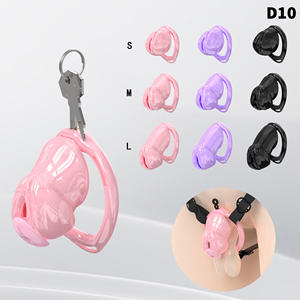 Jaula de Castidad Masculina Ligera de Resina, Jaula de Castidad Masculina, Equipo de Bondage y Juguete Sexual para Hombres, Incluye 6 Anillos (Rosa) - Product Image 1