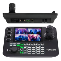 TONGVEO - Juego de 3 Cámaras PTZ 4K 30X con Protocolo NDI y Controlador de Joystick PTZ, Conmutador de Video con Alimentación POE para Transmisión en Vivo
