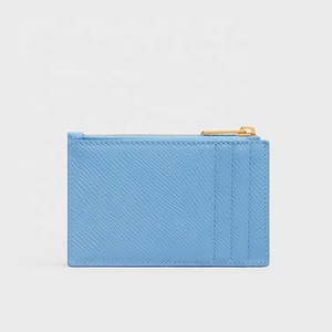 <span class=keywords><strong>Portacarte</strong></span> con cerniera in pelle a grana con Logo personalizzato <span class=keywords><strong>portacarte</strong></span> da donna con cerniera piccola in pelle nera con tre slot per schede - Product Image 1