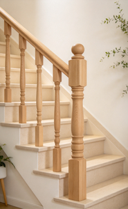 Japanese Style Solid Wood Staircase Spindle Baluster with Ball Top <b>for</b> Railing - Product Image 5