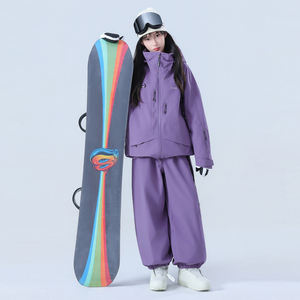 FLYSKI Color sólido impreso traje de esquí mujeres modelos a prueba de viento impermeable transpirable invierno nieve país esquí equipo cremallera pareja - Product Image 1