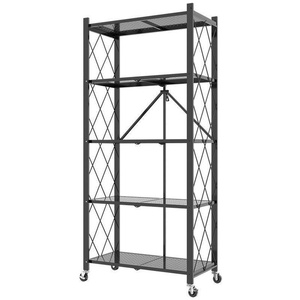 Nhiều lớp có thể gập lại lưu trữ giá nhà bếp và phòng tắm tổ chức Kệ di động đứng kệ lưu trữ có thể gập lại - Product Image 1