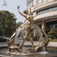 Sculpture de ballerine en bronze, statue de femme dansante personnalisée, fontaine pour la décoration extérieure de villa, hôtel, complexe hôtelier, jardin, bord de piscine