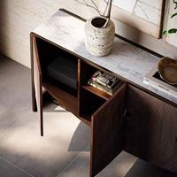 Buffet moderne en bois massif avec casiers incurvés, meubles de luxe haut de gamme pour restaurant et salon