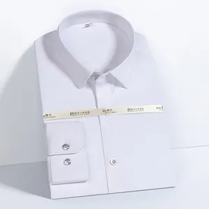 RTS 의류 공급 남성 셔츠 대나무 섬유 비 철 스탠드 업 칼라 긴 소매 비즈니스 드레스 셔츠