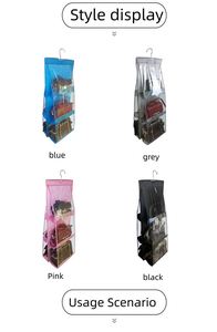 Household Dust Proof Hanging Purse Organizer Closet Storage Hanging Bag <b>Foldable</b> Non Woven 6 Pockets Handbag Storage - Product Image 5